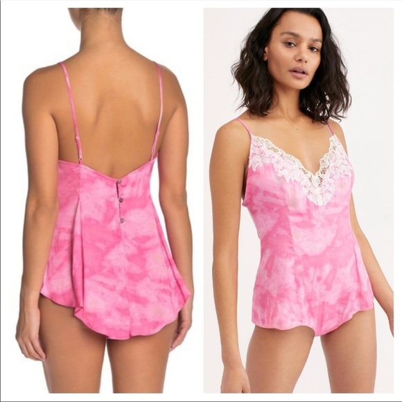FREE PEOPLE Pink Spaghetti Strap Bodysuit top! - Picture 5 of 10